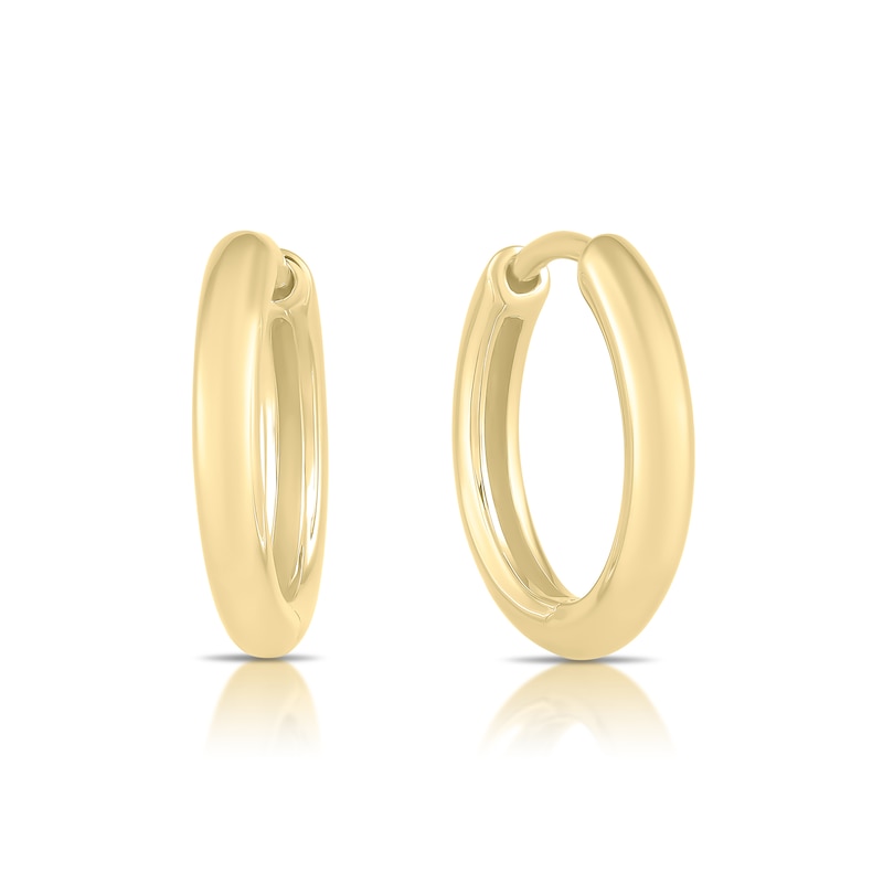Main Image 1 of HS Edit LOVE & LOCKS Sterling Silver Gold Plated 12mm Hoop Earrings
