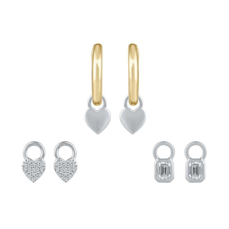 Main Image 3 of HS Edit LOVE & LOCKS Sterling Silver Gold Plated 12mm Hoop Earrings