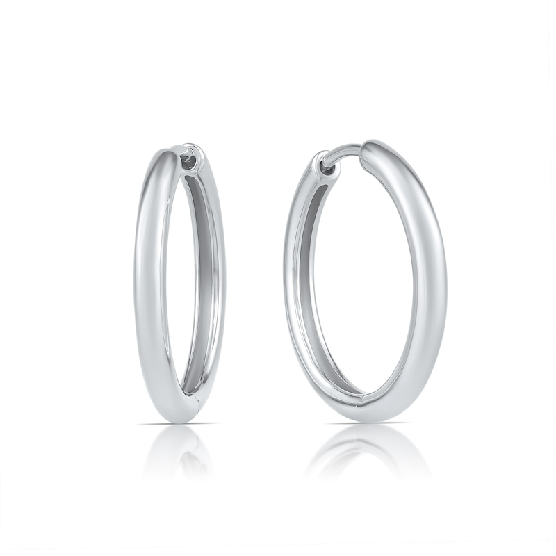 Main Image 1 of HS Edit LOVE & LOCKS Sterling Silver 18mm Hoop Earrings
