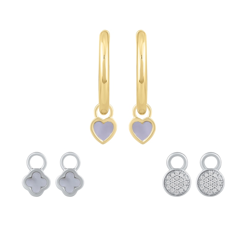 Main Image 2 of HS Edit LOVE & LOCKS Sterling Silver Gold Plated 18mm Hoop Earrings