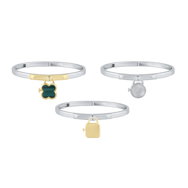 Main Image 2 of HS Edit LOVE & LOCKS Sterling Silver Screw Hinge Bangle