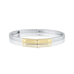 HS Edit LOVE & LOCKS Sterling Silver & Yellow Gold Plated Hinged Bangle