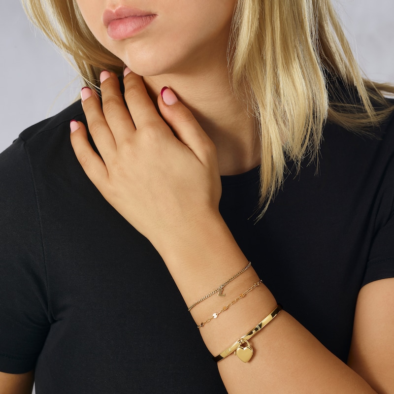 Main Image 3 of HS Edit LOVE & LOCKS Sterling Silver Gold Plated & Cubic Zirconia Hinge Bangle