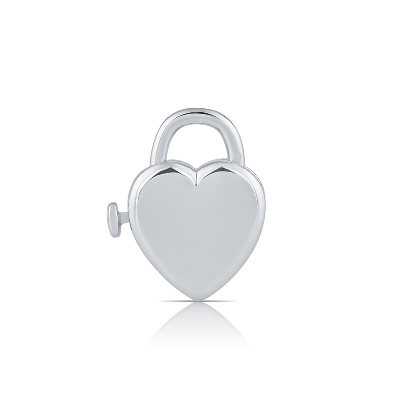 Main Image 1 of HS Edit LOVE & LOCKS Sterling Silver Plain Heart Padlock Charm