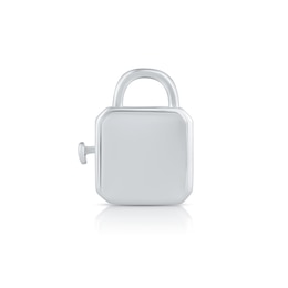 HS Edit LOVE & LOCKS Sterling Silver Plain Square Padlock Charm