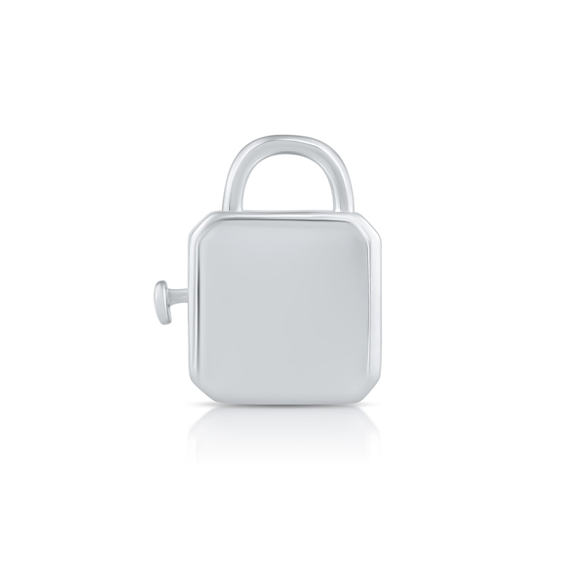 Main Image 1 of HS Edit LOVE & LOCKS Sterling Silver Plain Square Padlock Charm