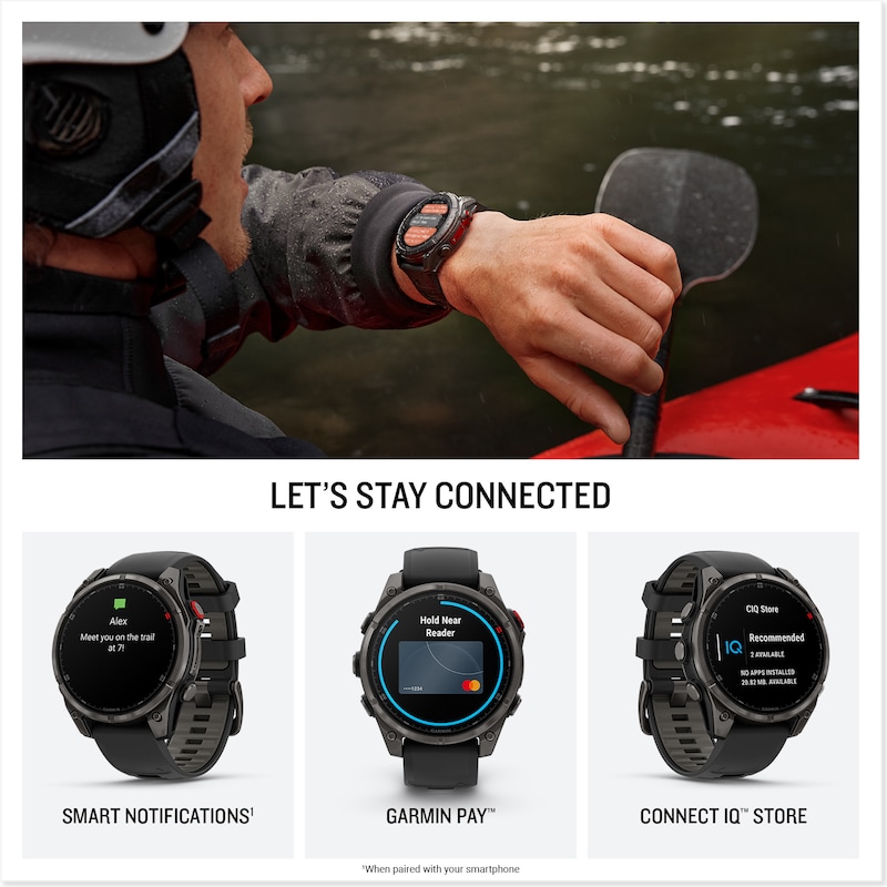 Main Image 4 of Garmin Fenix 8 Pro 47mm AMOLED Display Black Silicone Strap Smartwatch