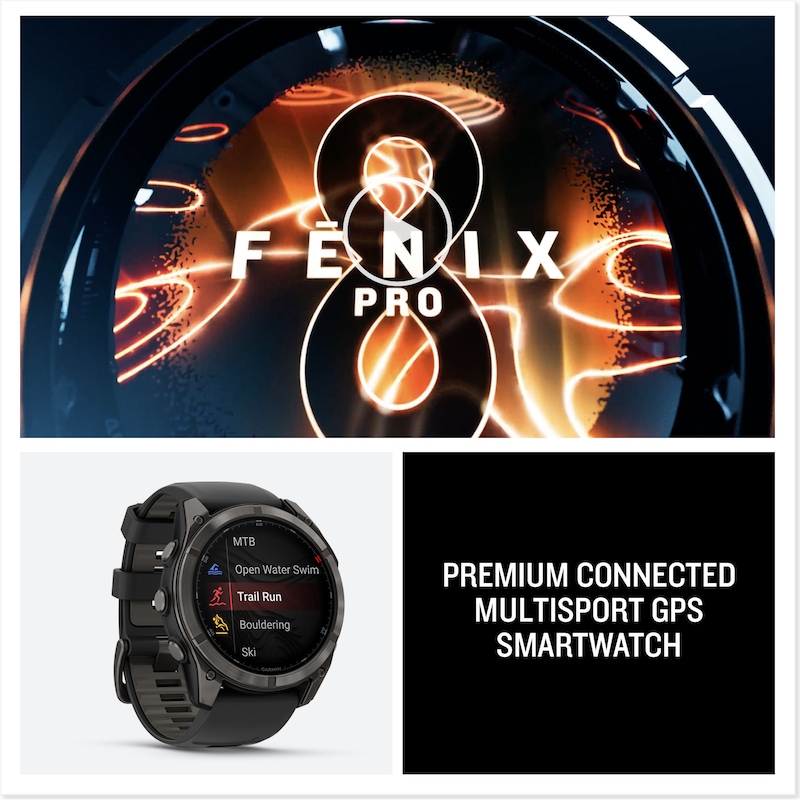 Main Image 8 of Garmin Fenix 8 Pro 51mm AMOLED Display Black Silicone Strap Smartwatch