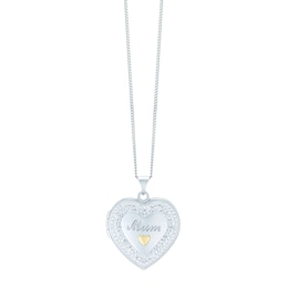 Silver & 9ct Yellow Gold 18 inches Crystal Mum Locket
