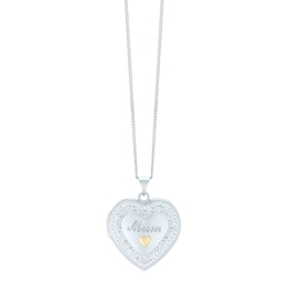 Sterling Silver & 9ct Yellow Gold 18" Crystal Mum Locket