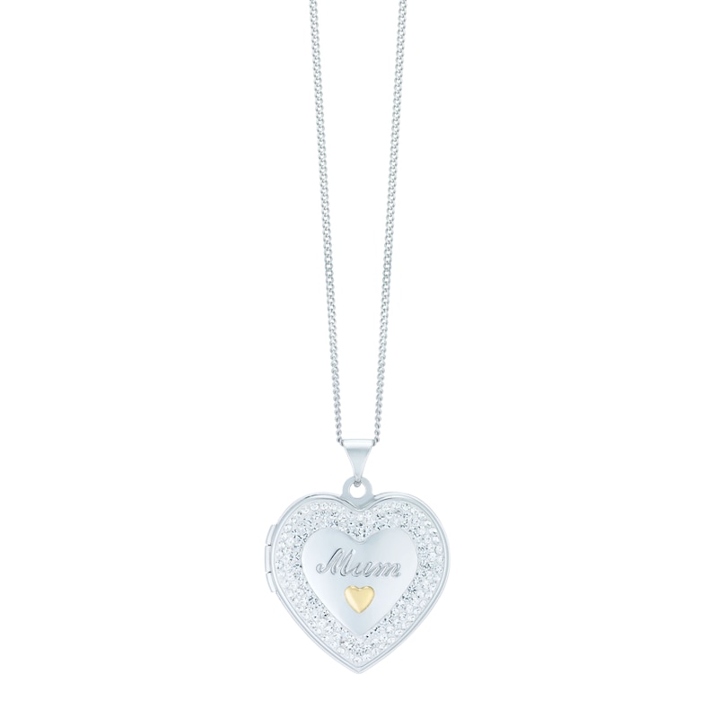 Main Image 1 of Sterling Silver & 9ct Yellow Gold 18" Crystal Mum Locket
