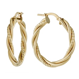 9ct Yellow Gold 20mm Twist Hoop Earrings