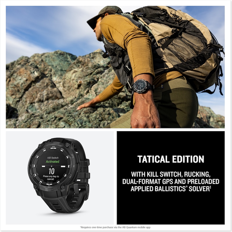 Main Image 7 of Garmin Instinct Crossover AMOLED Tactical Edition Black Dial & Silicone Strap Watch