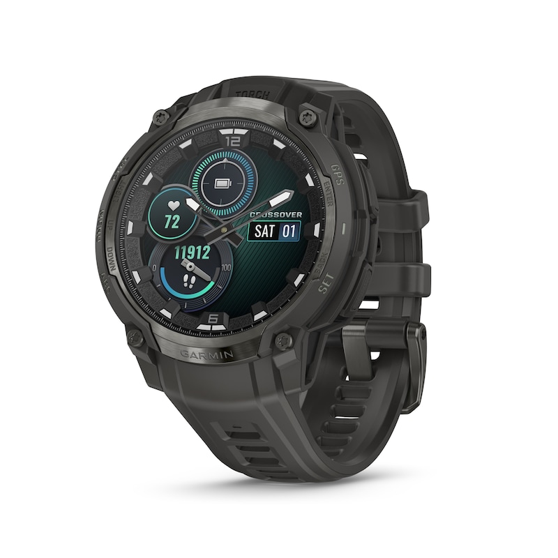 Main Image 1 of Garmin Instinct Crossover AMOLED Charcoal Dial & Silicone Strap Watch