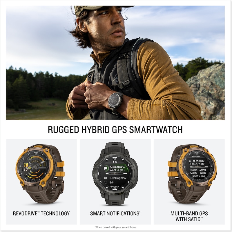 Main Image 4 of Garmin Instinct Crossover AMOLED Charcoal Dial & Silicone Strap Watch