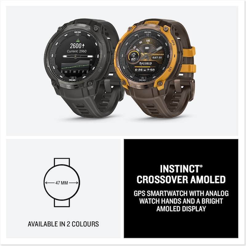 Main Image 7 of Garmin Instinct Crossover AMOLED Charcoal Dial & Silicone Strap Watch