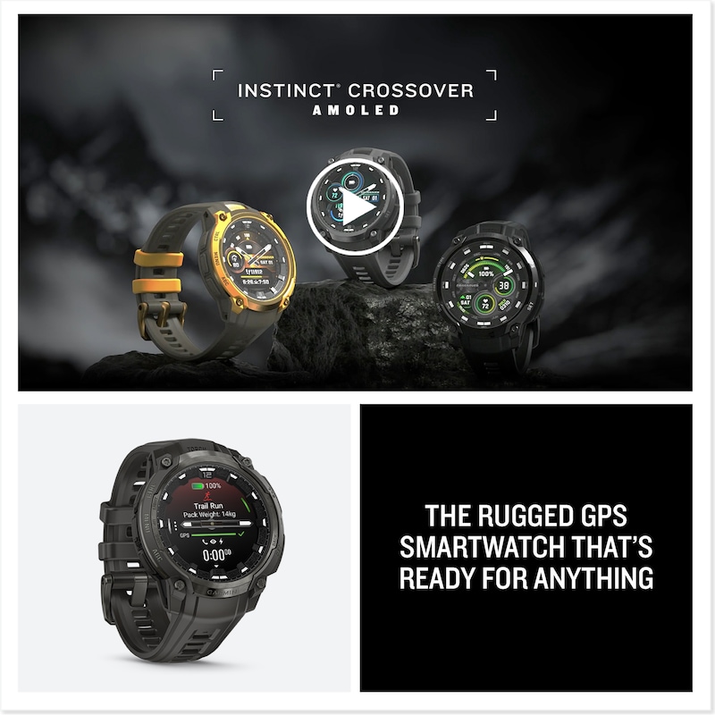 Main Image 8 of Garmin Instinct Crossover AMOLED Charcoal Dial & Silicone Strap Watch