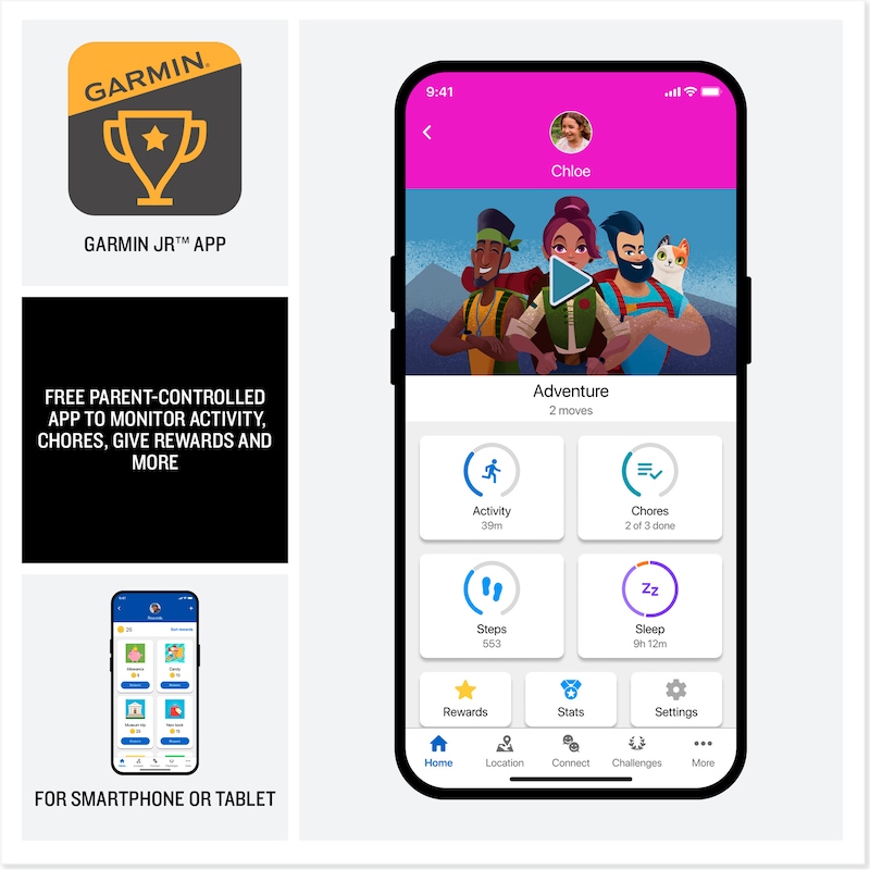 Main Image 5 of Garmin Bounce 2 Children's Turquoise Silicone Strap Smartwatch
