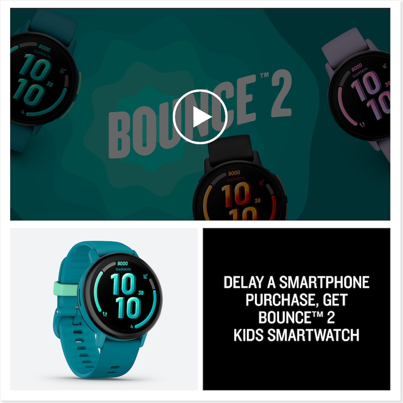 Main Image 7 of Garmin Bounce 2 Children's Turquoise Silicone Strap Smartwatch