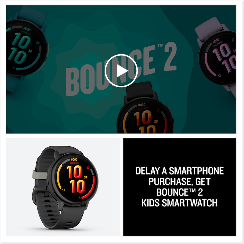 Main Image 7 of Garmin Bounce 2 Children's Slate Grey Silicone Strap Smartwatch