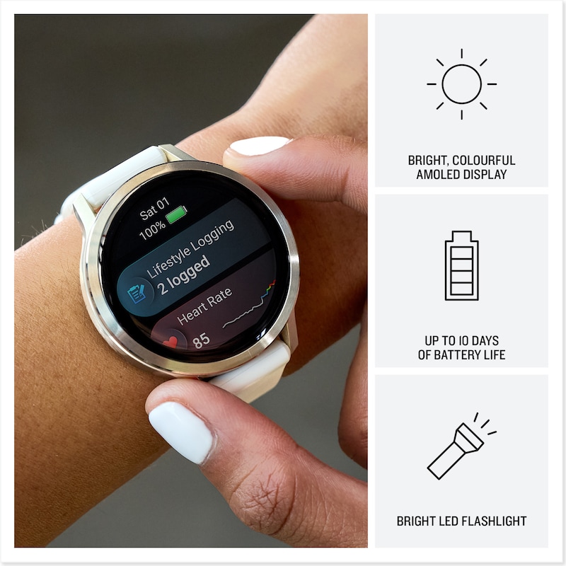 Main Image 3 of Garmin Venu 4  Multi-Colour Dial 41mm Lunar Gold Bezel Bone Silicone Strap Watch