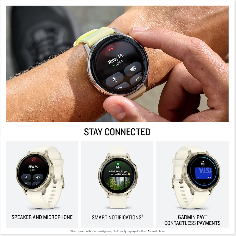 Main Image 4 of Garmin Venu 4  Multi-Colour Dial 41mm Lunar Gold Bezel Bone Silicone Strap Watch