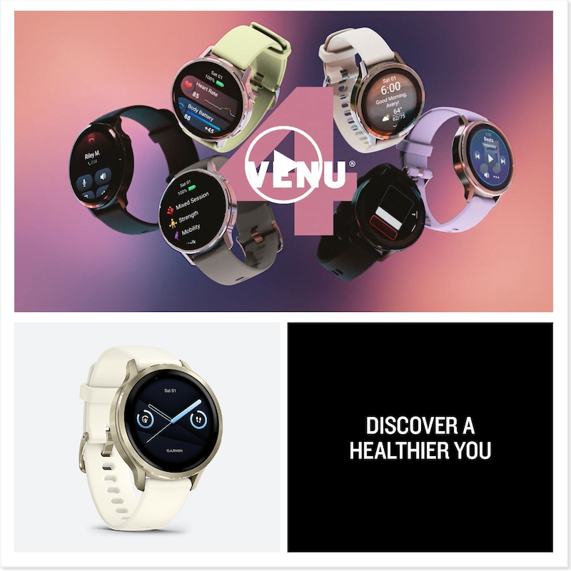 Main Image 8 of Garmin Venu 4  Multi-Colour Dial 41mm Lunar Gold Bezel Bone Silicone Strap Watch