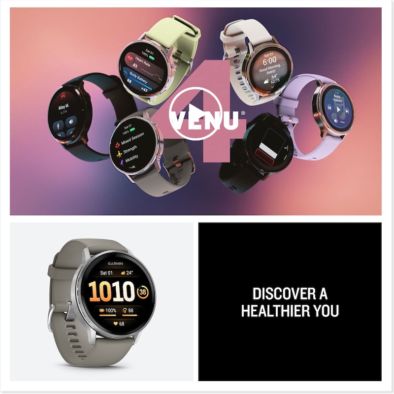 Main Image 8 of Garmin Venu 4 Multi-Colour Dial 45mm Slate Bezel Black Silicone Strap Watch