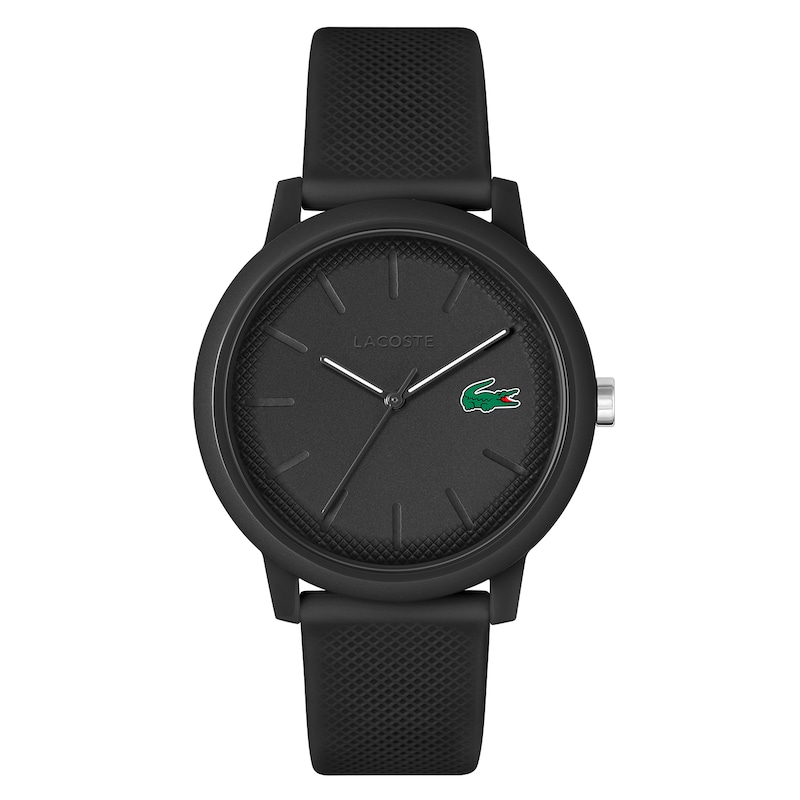 Main Image 1 of Lacoste Men's 12.12 Black Dial Black Silicone Strap Watch