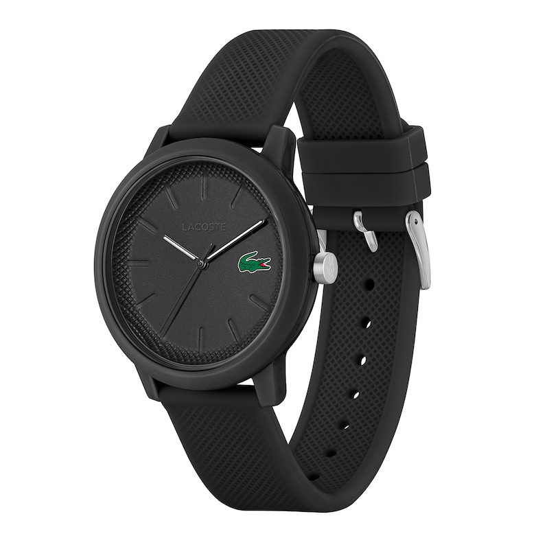 Main Image 3 of Lacoste Men's 12.12 Black Dial Black Silicone Strap Watch