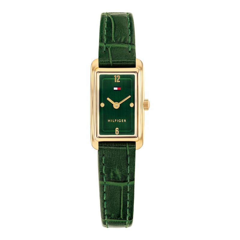 Main Image 1 of Tommy Hilfiger Women's 22mm Green Dial & Green Leather Strap Luxury Inspired Mini Tank Watch