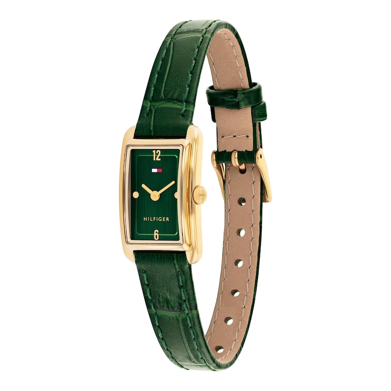 Main Image 2 of Tommy Hilfiger Women's 22mm Green Dial & Green Leather Strap Luxury Inspired Mini Tank Watch