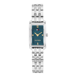 Tommy Hilfiger Women's 22mm Teal Dial Luxury Inspired Stainless Steel Mini Tank Watch