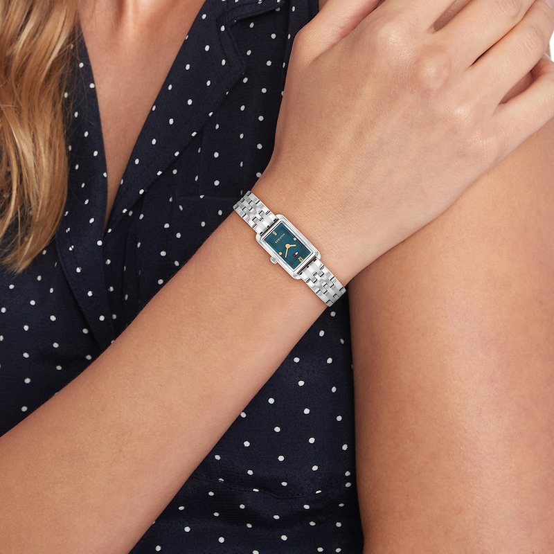 Main Image 4 of Tommy Hilfiger Women's 22mm Teal Dial Luxury Inspired Stainless Steel Mini Tank Watch