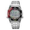 Thumbnail Image 1 of Seiko Men's Grey Dial Black & Red Digital Silver-Tone Stainless Steel Bracelet Watch