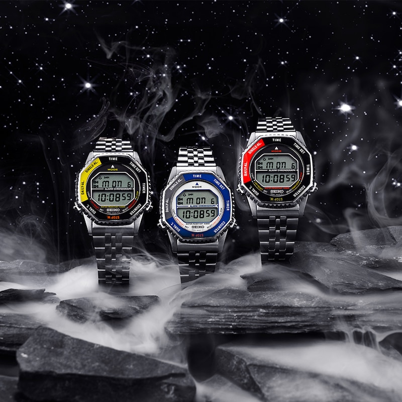 Main Image 6 of Seiko Men's Grey Dial Black & Red Digital Silver-Tone Stainless Steel Bracelet Watch