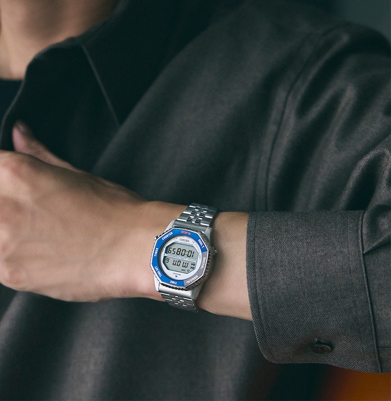 Main Image 2 of Seiko Men's Grey Dial Blue & Grey Digital Silver-Tone Stainless Steel Bracelet Watch