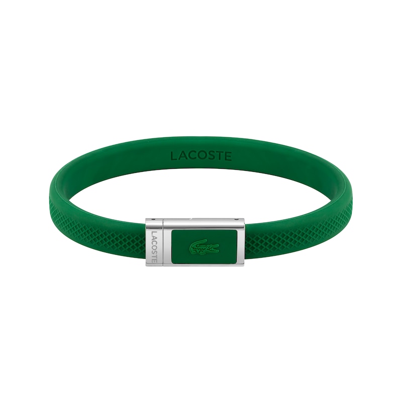 Main Image 1 of Lacoste Men's 12:12 Green Silicone Bracelet with Magnetic Closure - 7.5"