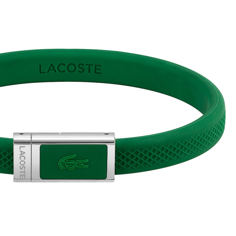 Main Image 2 of Lacoste Men's 12:12 Green Silicone Bracelet with Magnetic Closure - 7.5"