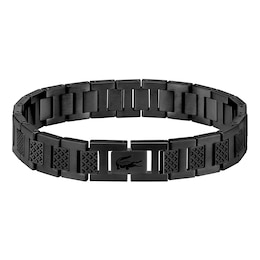 Lacoste Men's Metropole Black IP H-Link Bracelet - 7.5"