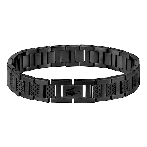 Lacoste Men's Metropole Black IP H-Link Bracelet - 7.5"