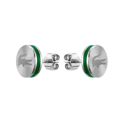 Lacoste Men's Baseline Stainless Steel Crocodile Logo Stud Earrings