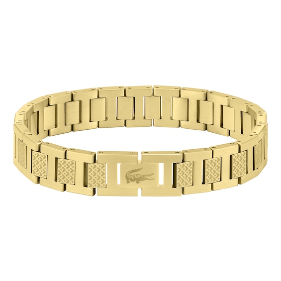 Lacoste Men's Metropole Gold IP H-Link Bracelet - 7.5"