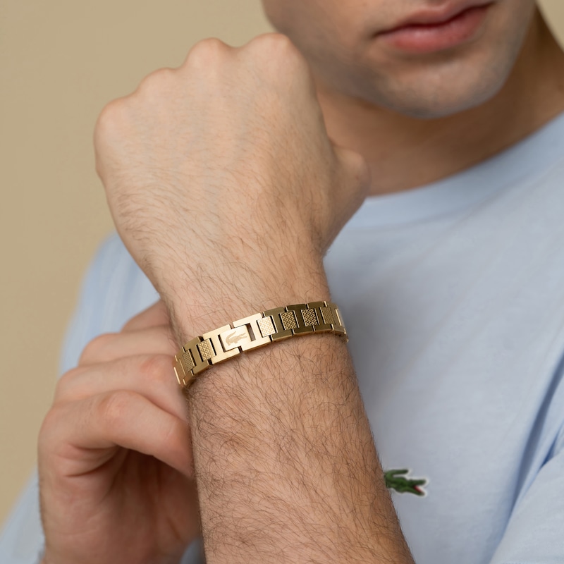 Main Image 2 of Lacoste Men's Metropole Gold IP H-Link Bracelet - 7.5"
