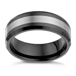 Tungsten & Black Ceramic Men's Ring
