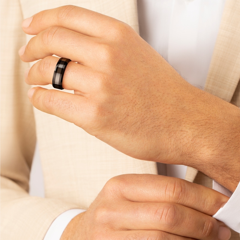 Main Image 2 of Tungsten & Black Ceramic Men's Ring