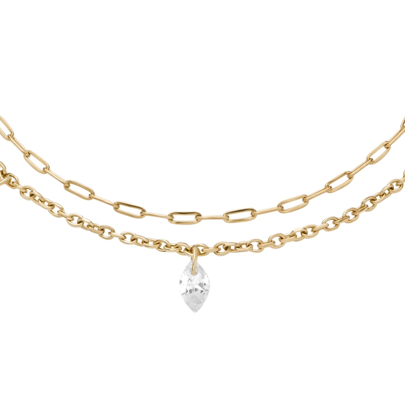 Main Image 2 of Fossil Women's Ellis Shaky Glitz Gold Tone Stainless Steel Multi-Strand Bracelet