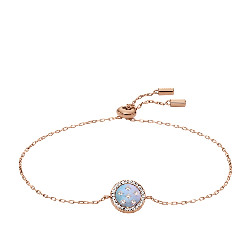 Main Image 1 of Fossil Women's Merrit Classic Mother of Pearl Rose Tone Stainless Steel Station Bracelet