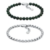 Thumbnail Image 1 of Fossil Men's Stainless Steel Box Chain & Green Agate Beaded Bracelets Gift Set