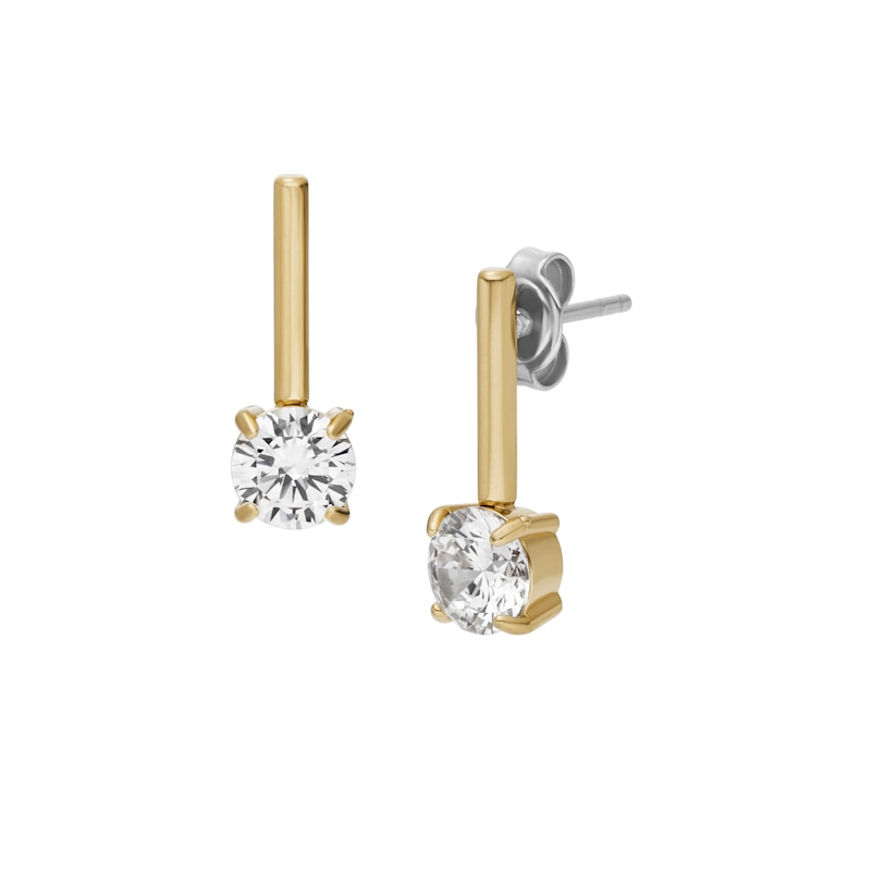 Main Image 2 of Fossil Women's Ellis Shaky Glitz Gold-Tone Stainless Steel Drop Earrings